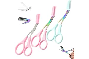ZITOUR 3PCS Eyebrow Trimmer Scissor, 2024 New Eyebrow Scissors with Comb Precision Eyebrow Trimming Scissors, Non-Slip Eyebrow Cutter Hair Removal Eyebrow Scissors Makeup Tool for Men Women (Style 1)