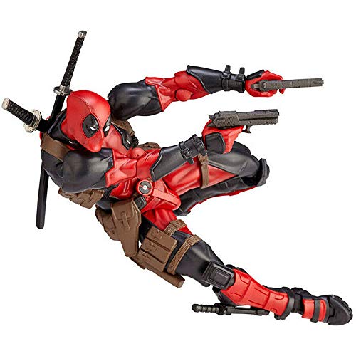 GOODKSSOP Joint Flexible Movable Amazing Yamaguchi Revoltech Kaiyodo DP Deadpool X-Men Classic Character Action Figure Model Toy Xmas Gift (Red)
