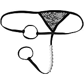 Men's Lace Thong Underwear, Sexy G-String Stretch Undie Low Rise T Back Panties