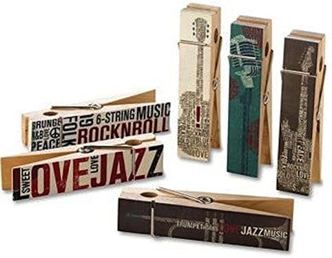 Demdaco Set of 6 Music Theme Jumbo Magnet Clips for Refrigerator, Bulletin Board, Office