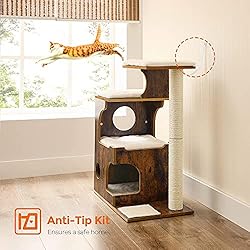 FEANDREA 33.9-Inch Cat Tower, Medium Cat Tree with