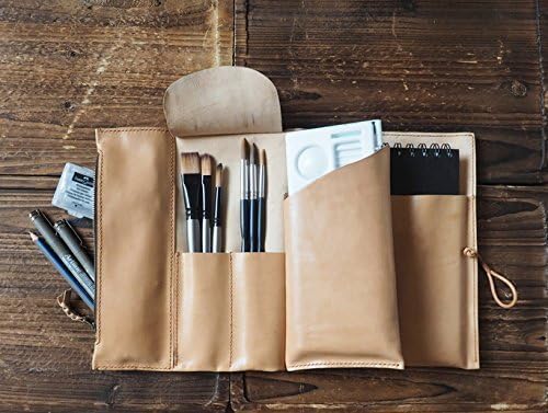 Leather Sketch Book Case - Art Supply Organizer, Pencil Case, Brush Tool Case, Journal #Natural Nude