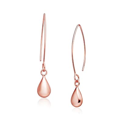 Big Apple Hoops - High Polish Sterling Silver Plain Teardrop Long Dangle Drop Earrings Made from Genuine 925 Sterling Silver in 3 Color Silver, Gold