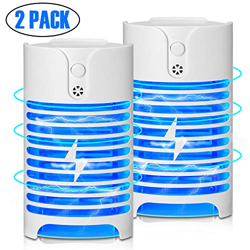 W-WAPIKE Bug Zapper, 2 Pack Plug-in Electric Mosquito Zapper Indoor Portable High-Voltage Grids Lamp, No Toxic, Odorless, Noiseless Perfect for Home/Offices/Porches/Warehouses