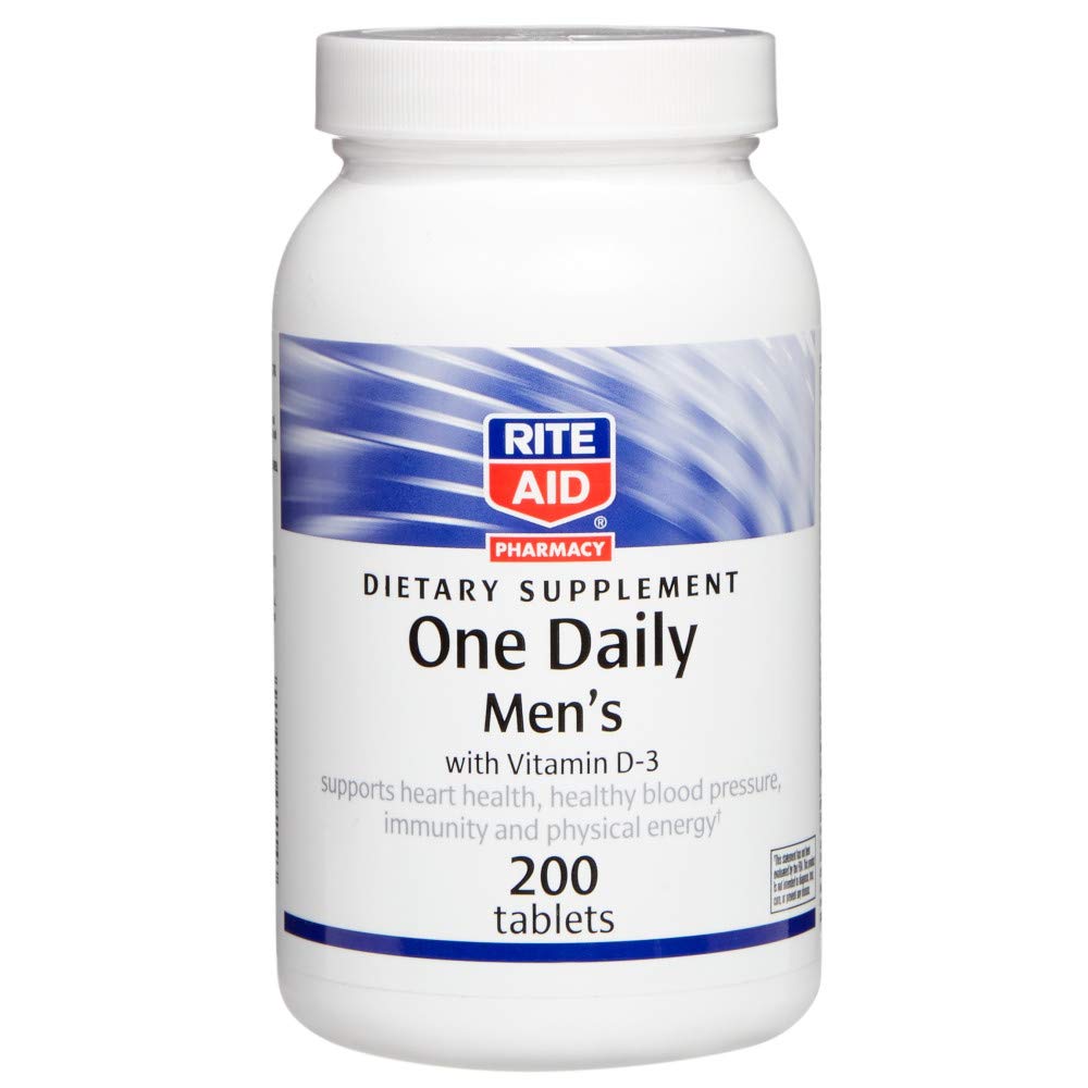 Rite Aid Men's One Daily Multivitamin, Vitamin D3, Heart Health, 200