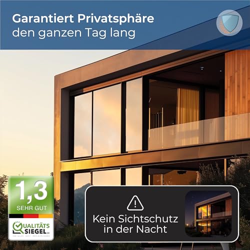 WindowShield® UV Protection Sun Protection Window Film, Inside or Outside Mirror Film, Self-Adhesive Silver Reflective Window Film, Residue-Free Sun Protection Film, 44.5 x 200 cm