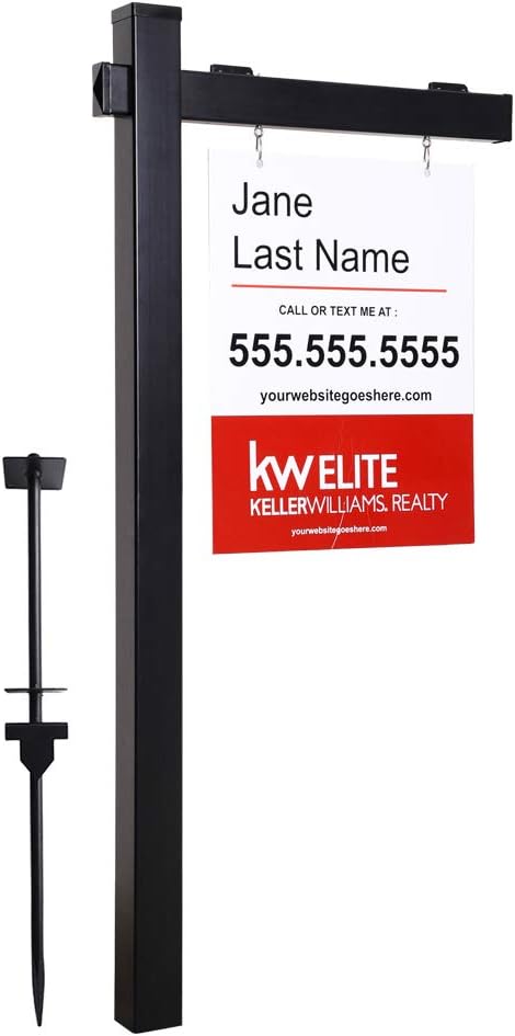 Yard Signs - Kdgarden Vinyl PVC Black Real Estate Sign Post with Flat Cap 6ft. (4