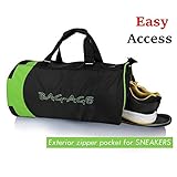 Bag-Age Duffle Bag Sports Gym Travel Luggage Including Shoes Compartment Women & Men Croop (Black )