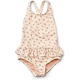 Toddler Girls One Piece Swimsuits Crossback Backless Bathing Suit Whale Dolphin Shark Swimwear with Ruffle Butt UPF50+