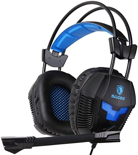 EMMETTS SA921 Gaming Headset for NEW Xbox One PS4 PC Laptop Mac Tablet Smartphone Stereo LightWeight 3.5mm Headphone with Microphone Volume Control(Black Blue)