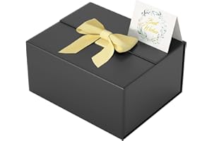 ROSTELACK Gift Box With Lid 9" X 7" X 4", Deluxe Gift Box With Ribbon Greeting Card and Magnet Closure, Suitable for Wedding, Mother'S Day, Bridesmaid Gift, Graduation, Christmas, Holiday, Birthday, Etc.Black