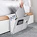 Actor Bedside Caddy Felt Storage Organizer, Under Couch Table Mattress Caddy for Holding Books Magazines Tablet Phone - Five Pockets and Side Charging Cable Hole(Grey with Hole)