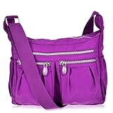 Vbiger Shoulder Bags Messenger Handbags Multi Pocket Waterproof Crossbody Bags (Purple 2)