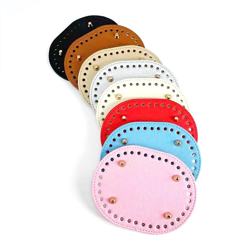 Photo 1 of 12 Pcs PU Leather Bag Bottom with Crochet Hooks Kit, 5 Sizes Bag Bases for Crochet, Oval Bag Bottom Shaping Pad Bags Cushion Base for DIY Knitting Crochet Bag Tote Purse Making
