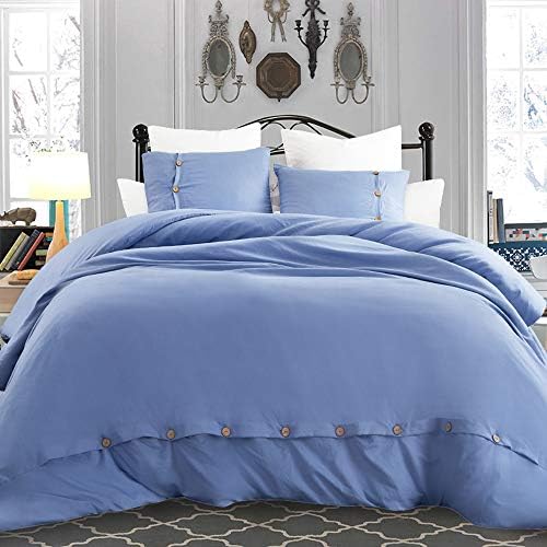 pic Queen Size Down Comforter Cover cysincos duvet cover set with button closure 3pcs solid color bedding down comforter cover ultra soft washed microfiber quilt cover blue queen size