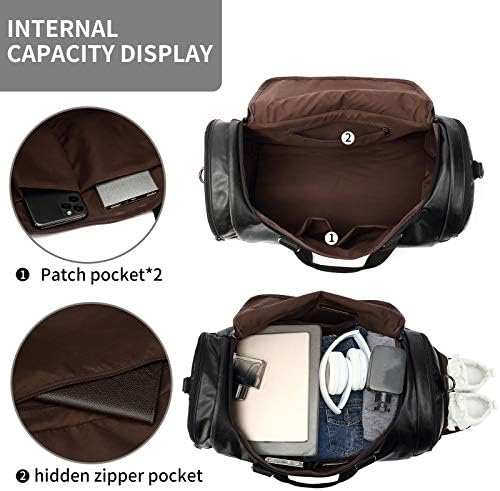 Travel Duffel Bag Leather with Shoe Compartment for Overnight Business Carry on Bag 2 Travel Duffel Bag Leather with Shoe Compartment for Overnight Business Carry on Bag