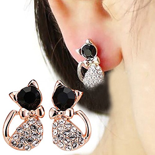 Dolland Charming Cat Jewelry Cute Pet Cat CZ Stud Earrings For Women Girls