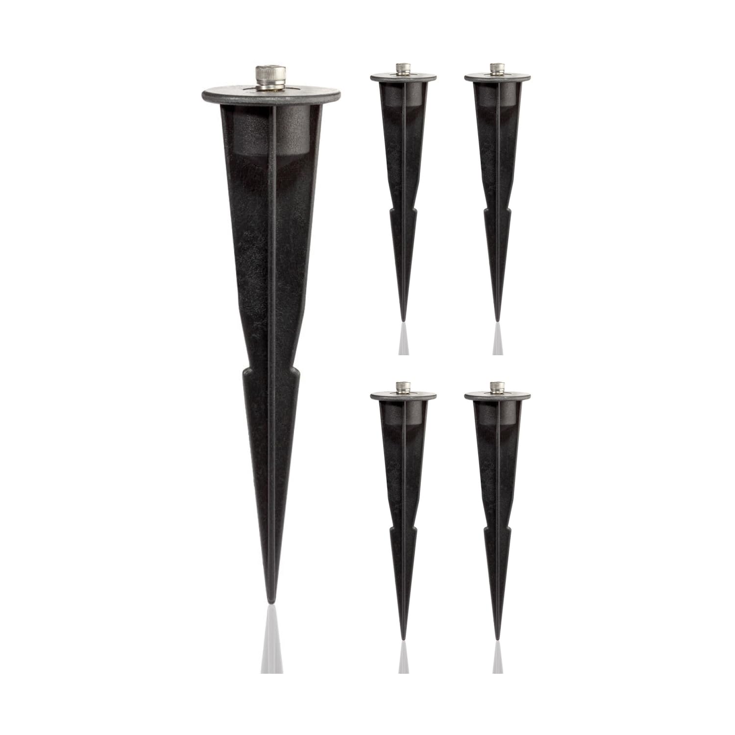 ledscom.de 5 Pieces Garden Ground Spike for Garden Lights, Black, 17cm, 45mm ⌀