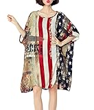 ELLAZHU Women Baggy Crew Neck Print Shirt Blouse GA107 A