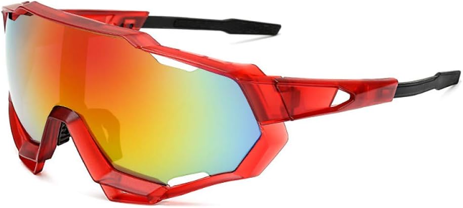 Men's and women's sunglasses riding glasses bicycle outdoor sports glasses reflective sunglasses red as shown