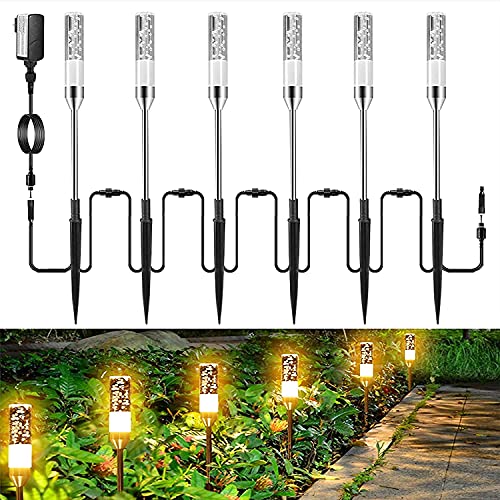 Greenclick Gartenbeleuchtung 6 Set Gartenleuchte mit Erdspieß, IP65 Wasserdicht Wegeleuchten mit Stecker…