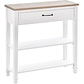 HOMCOM 30" Console Table, Modern Narrow Entryway Table with Drawer and 2 Shelves, Sofa Table for Living Room, Hallway, White