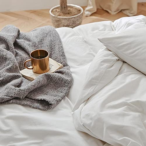 ETDIFFE WHITE DUVET COVER TWIN SIZE, 2PC TWIN XL SOFT FARMHOUSE BEDDING COMFORTER COVER SET WITH ZIPPER CLOSURE, 1 LIGHTWEIGHT MICROFIBER DUVET COVER (68X90 INCHES) AND 1 PILLOWCASE