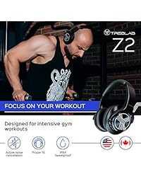 TREBLAB Z2   Auriculares inalámbricos Bluetooth Supreme   cancelación activa de ruido T silencioso, sonido aptX HD impecable, altavoces de neodimio de 1.575 in, comodidad similar a la nube para viajes en avión, oficina   micrófono, Negro