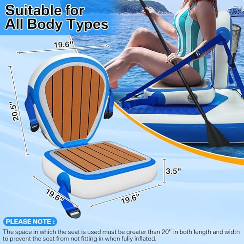 Ziziella Inflatable Paddle Board Seat with Back Support, Universal Portable Kayak Seat for Canoe Yak Sup, Adjustable Paddelboard Cushion with Inflate Nozzle for Fishing/Kayaking/Camping