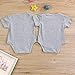 Mini honey 2Pcs Infant Twins Baby Boys Girls Short Sleeve Letter Print Romper Bodysuit Summer Outfit Clothes (0-3 Months, Gray)