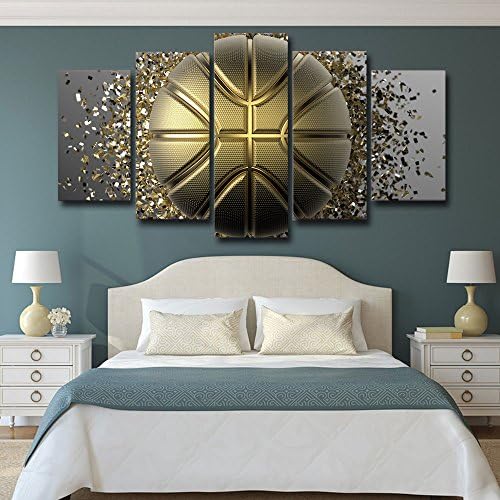 Canvas Art Basketball Gold Disintegration Painting Gym Poster Lightweight Wall Pictures Kits For Home Wall Bedroom Decor Hanging With Framed