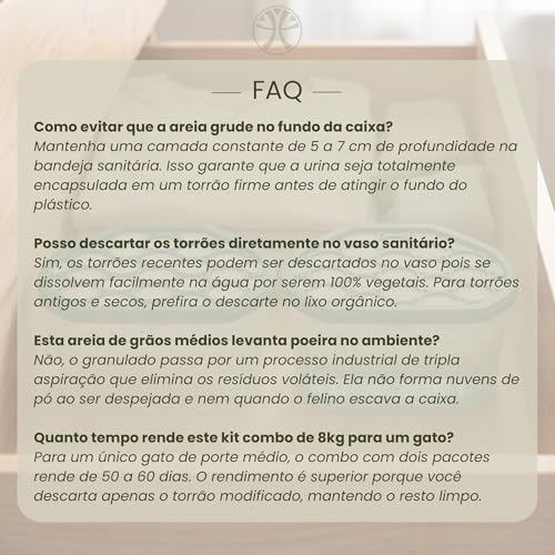 Areia de Mandioca para Gatos Torrão Firme Zero Odor Kit 2x4kg | Biodegradavel, granulos mistos de alta absorcao, descartavel no vaso sanitario, sem poeira, sem perfume artificial