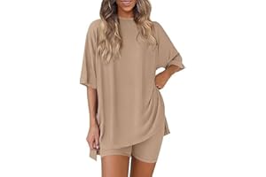 Women 2 Piece Lounge Set Spring Summer Casual Oversized Shirts Shorts Casual Matching Loose Airport Travel Outfit Clothes