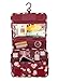 Portable Waterproof Travel Cosmetic Bag - Lady Color Portable Travel Makeup Kit Organizer Bathroom Storage Cosmetic Bag Carry Case Toiletry Bag with Hanging Hook (Wine Flowers)