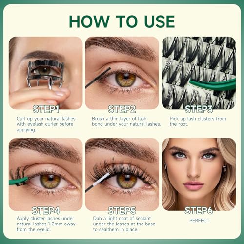 KEYYOU Flora Lash Clusters Flaunt Eyelash Clusters D Curl Cluster Eyelash Extensions 8-18mix False Eyelashes 132pcs Classic Wispy Natural Lash Cluster with Spikes（F01）