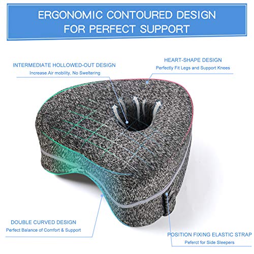 BEAUTRIP Leg Pillow | Ergonomic Side Sleeping Pillows | Memory Foam Knee Pillow with Strap for Side Sleeper | Leg Support Cushion with Removable and Washable Cover