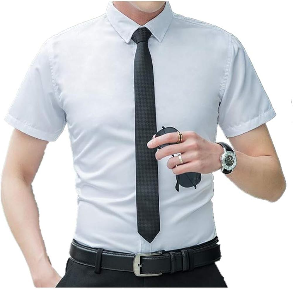 Business Men's Shirt Men's Professional Short Sleeve Shirt Solid Slim ...