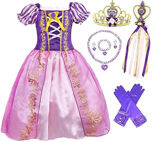 Princess Rapunzel Purple Party Costume Dress Set