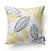 Phantoscope Set of 4 New Living Series Leaf Geometric Yellow and Grey Throw Decorative Pillow Cover Cushion Cover 18 x 18 inches 45 x 45 cm