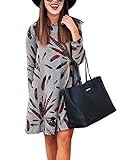 AlvaQ Juniors Fall Casual Spring Long Sleeve T Shirt Dresses For Women Knee Length With Pockets Casual Tunics Dress Work Grey