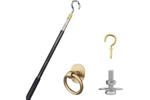 TAROTKIN Attic Ladder Door Pull Down Hook Cord Stair System Parts, Rope with Handle for Attic Extension Ladder Pull Down System Hook Cord Kit Rope Replacement (Black)