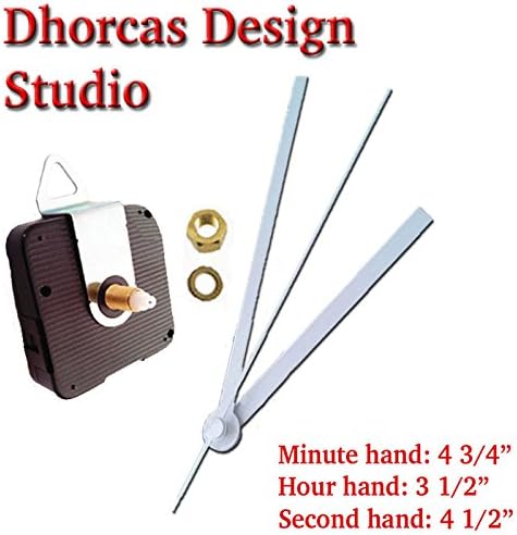 Dhorcas (#04) 1/2" Threaded Motor and White 5" Hands and Hanger, Quartz Clock Movement Kit for Replacement