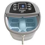 Gideon Luxury Foot Spa Bath Massager with Heat â€“ 4 Bubbling Water Jets + 6 Rolling Massage Wheels + Fast Water Heating + Soothing Blue LED Light - Invigorates, Soothes and Relaxes Tired and Achy Feet