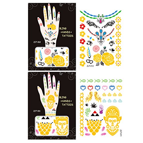 AllyDrew Metallic Body Art Hand Tattoos, Exotic
