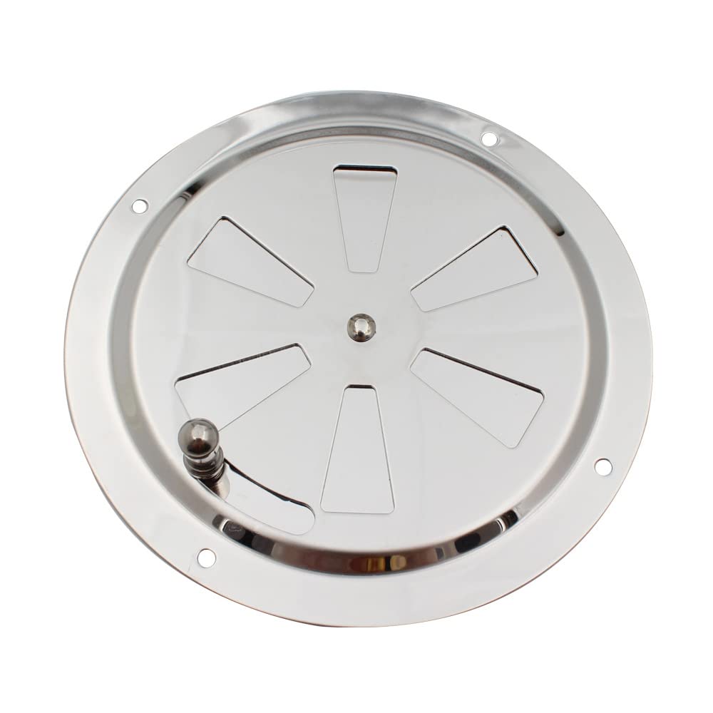 Shiwaki 5 Inch Diameter Round Air Vent Grille Cover Louver Ventilation Cover in Premium Stainless steel Can be opened and closed for Vehicle and boat accessories