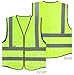 Misslo 5 Pockets High Visibility Zipper Front Breathable Safety Vest with Reflective Strips, Neon Yellow (Extra Large)