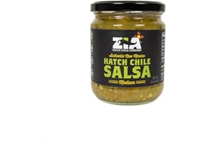 Authentic Roasted New Mexico Hatch Chile Salsa By Zia Green Chile Company - Delicious Flame-Roasted, Peeled & Diced Southwestern Certified Green Peppers - Vegan & GF (MEDIUM HEAT LEVEL (6 Pack))