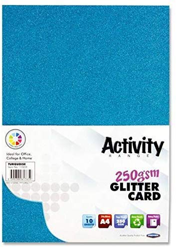 Premier Stationery 3 x A4 250 GSM Activity Glitter Card - Turquoise (Pack of 10)