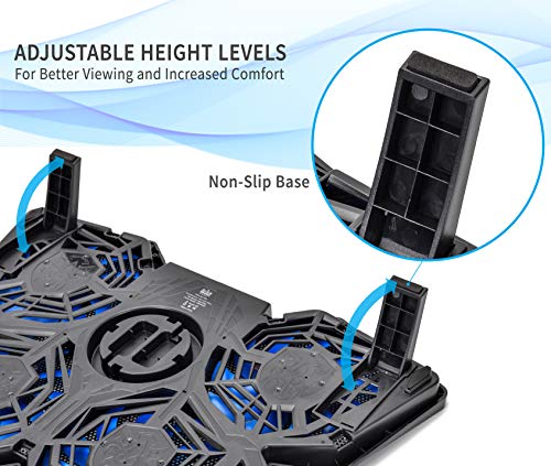 Alien Studio Laptop Cooling Pad – Slim Fan Laptop Stand - 4 Super Silent USB Cooling Fans, 2 Extra USB Ports, Non-Slip Base, Adjustable Tray Height, Compatible with 12-17 in Laptop, Notebook, MacBook - Thumbnail 7