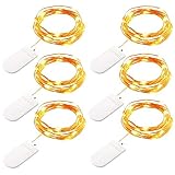 GDEALER 6 Pack Fairy String Lights 7.2ft 20 Led Starry String Lights Battery Powered Christmas Lights Copper Wire Lights Firefly Lights for DIY Christmas Decor Lights Warm White